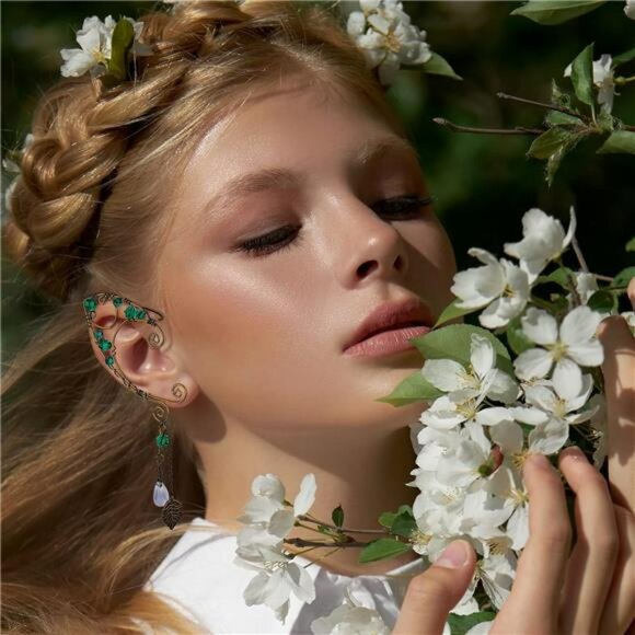 Fairy Elf Ear Cuffs Handmade Bronze Vintage Drop Dangle Wrap Costume Jewelry - Picture 3 of 7